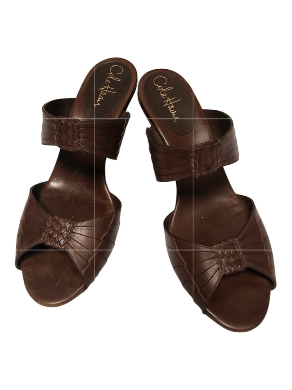 Cole Haan Nike Air Huarache Oxblood Brown Leather Wedge Sandals 10B